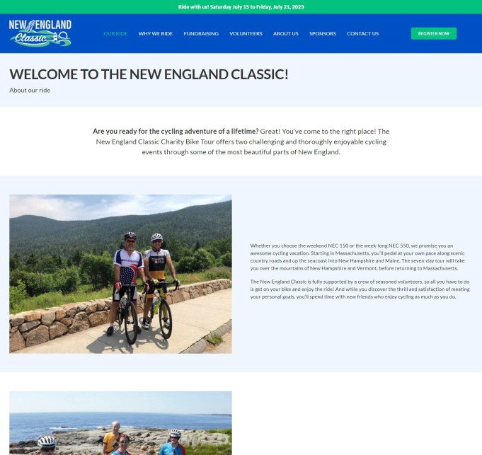 New England Classic Charity Bike Tour screen shot